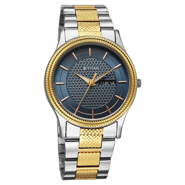 Titan Karishma Wedding Edit Quartz Analog with Day and Date Blue Dial Stainless Steel Strap Watch For Men - image number 2