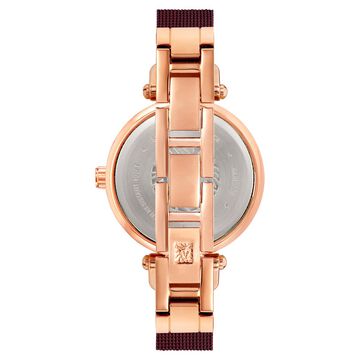 Anne Klein Quartz Analog Maroon Dial Metal Strap Watch for Women