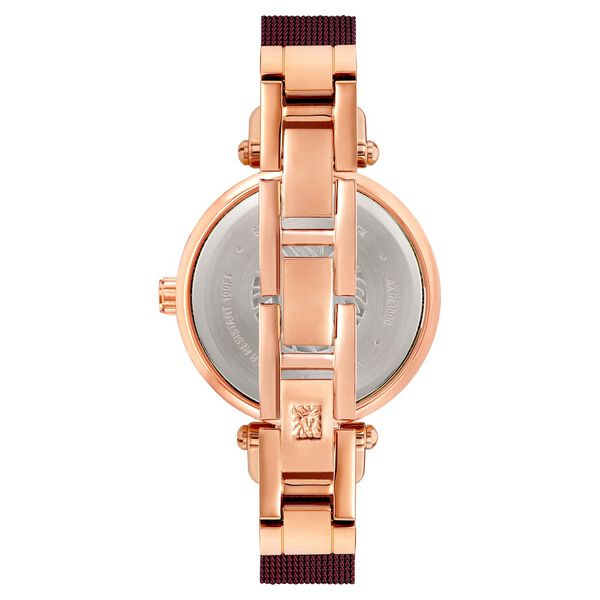 Anne Klein Quartz Analog Maroon Dial Metal Strap Watch for Women - image number 2