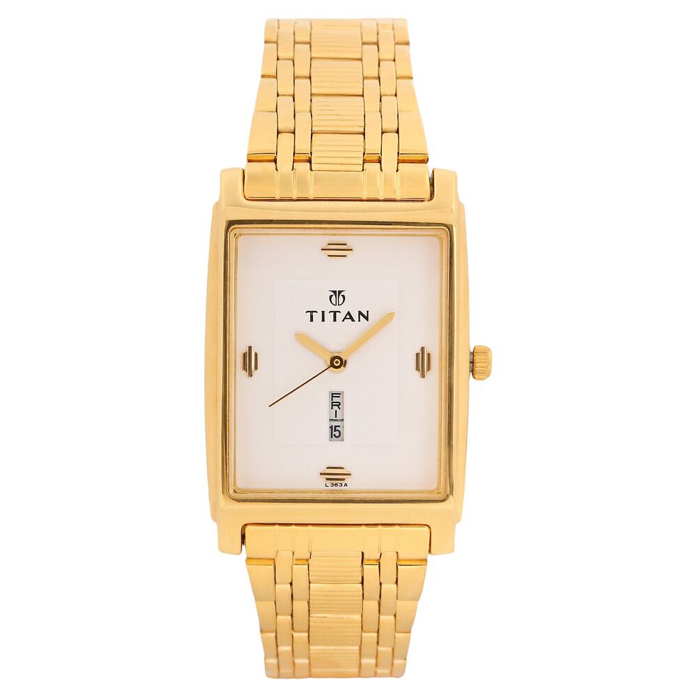 Titan White Dial Analog with Date Metal Strap Watch for Men
