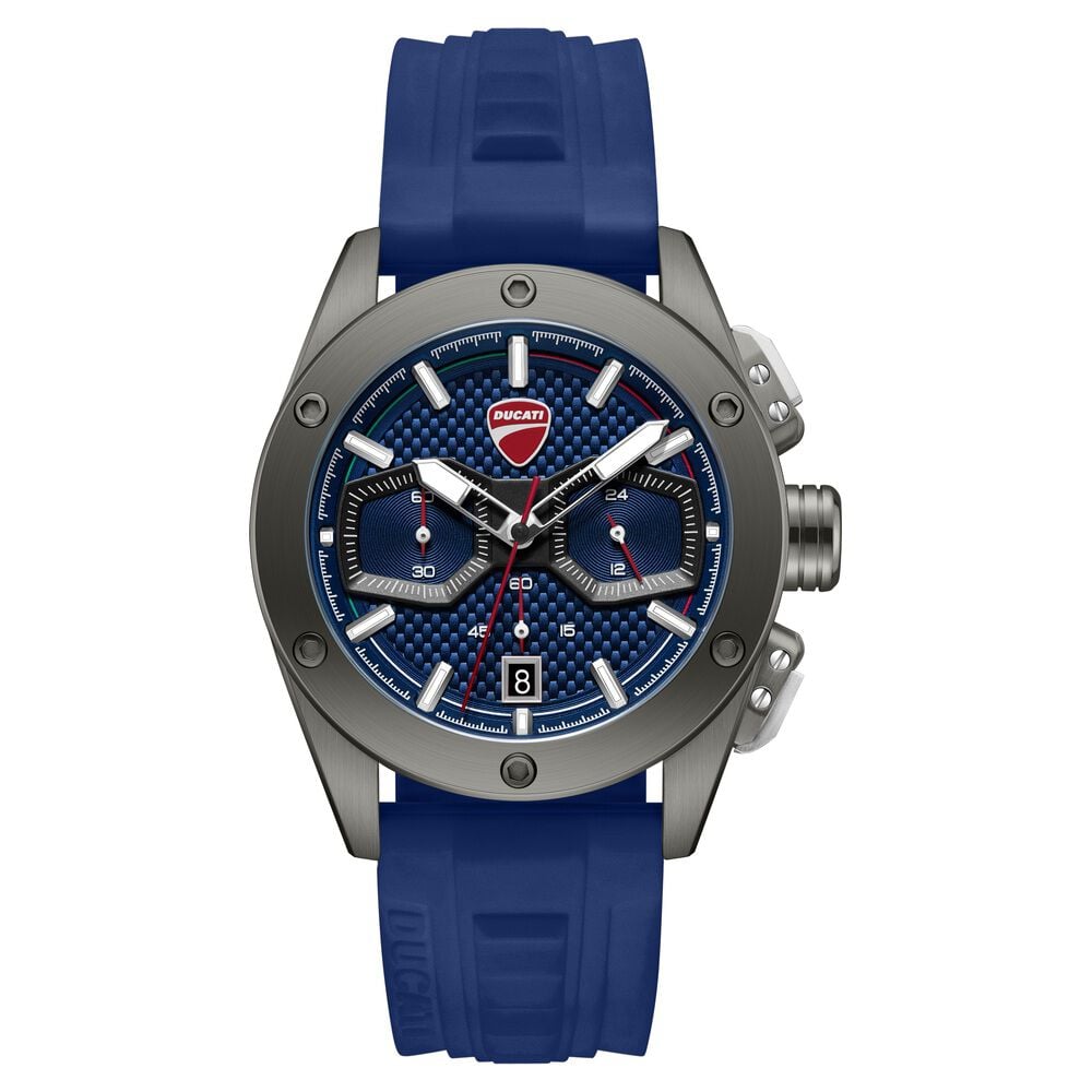 Ducati Quartz Chronograph Blue Dial Blue Silicone Strap Watch For Men-picture-19