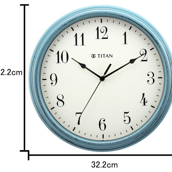 Titan Contemporary Distressed Finish White Wall Clock with Silent Sweep Technology - 32.5 cm x 32.5 cm (Medium) - image number 5