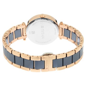 Titan Quartz Analog Blue Dial Ceramic Strap Watch for Women