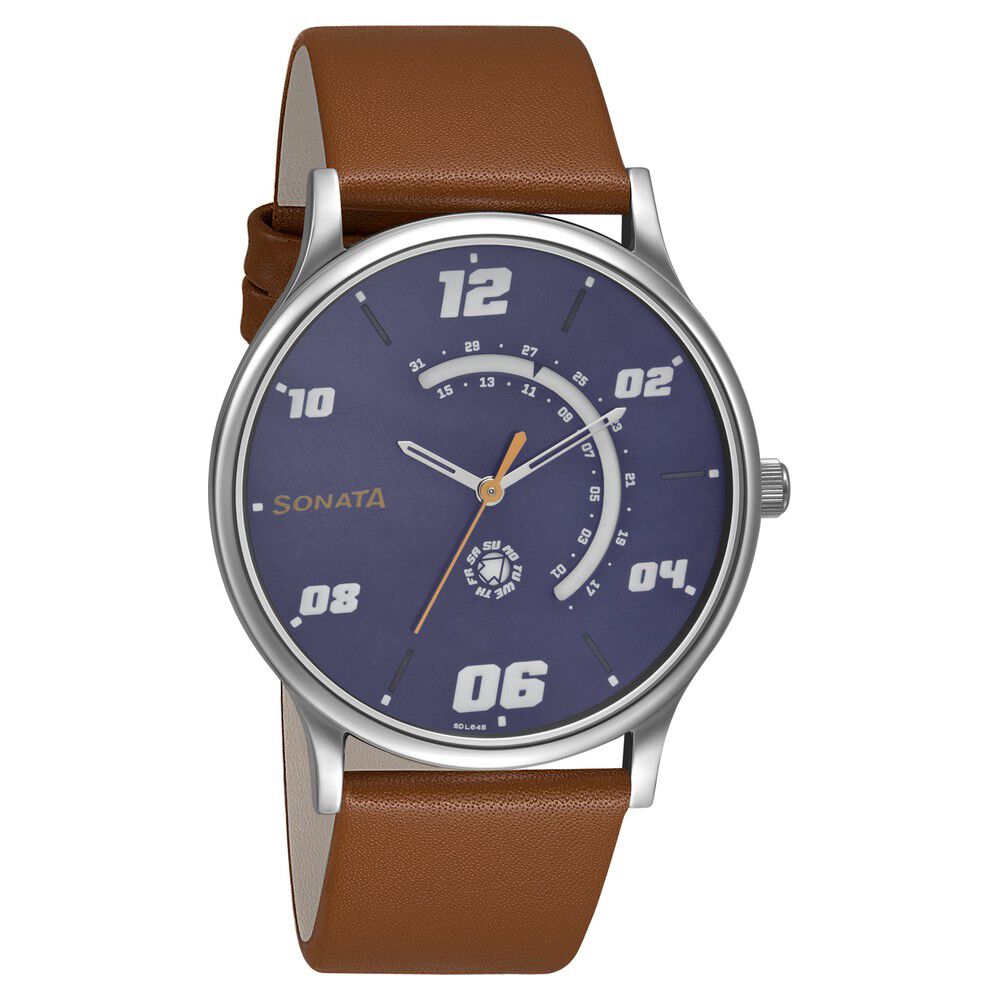 Buy Online Sonata RPM Quartz Analog with Day and Date Blue Dial