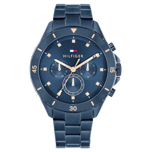 Tommy Hilfiger Multifunction Blue Dial Blue Color Stainless Steel Strap Watch For Women - image number 0