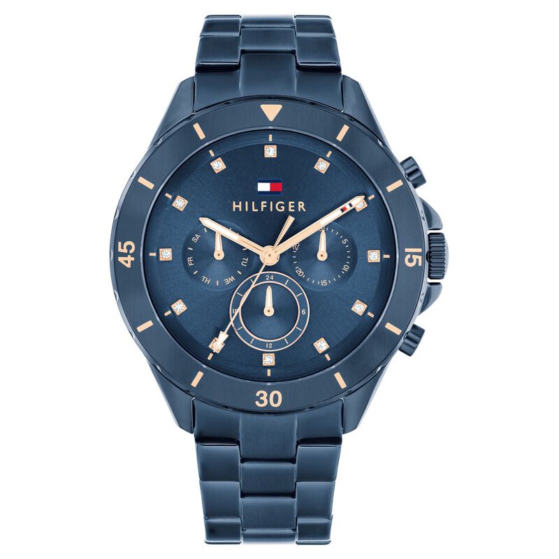 Tommy Hilfiger Multifunction Blue Dial Blue Color Stainless Steel Strap Watch For Women