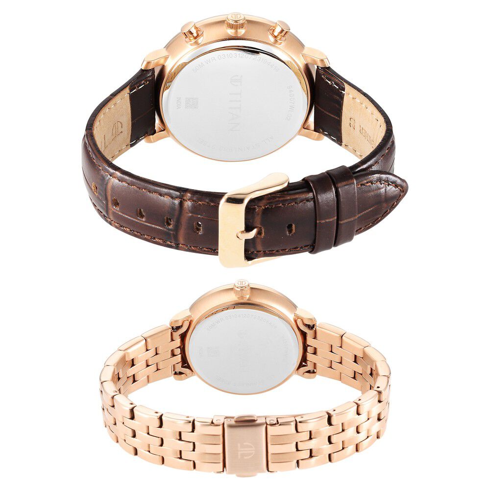 Buy Online Titan Bandhan Quartz Analog with Date Brown Leather and
