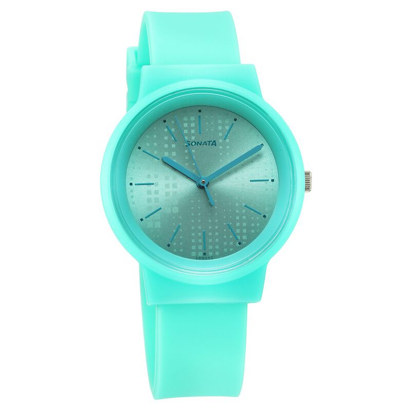 Sonata Splash Quartz Analog Green Dial Plastic Strap Watch for Women