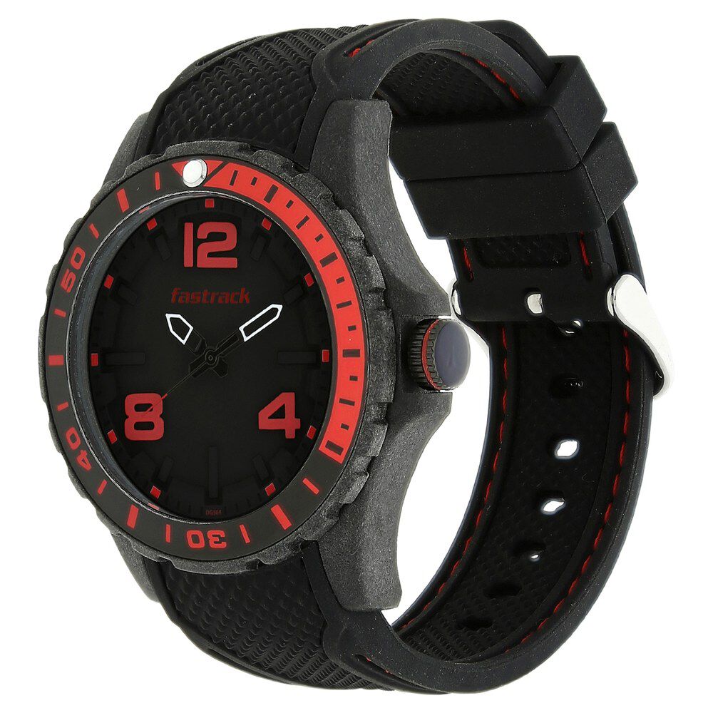 Buy Online Fastrack Light Weight Quartz Analog Black Dial Silicone Strap Watch for Guys nk38036pp03 Titan