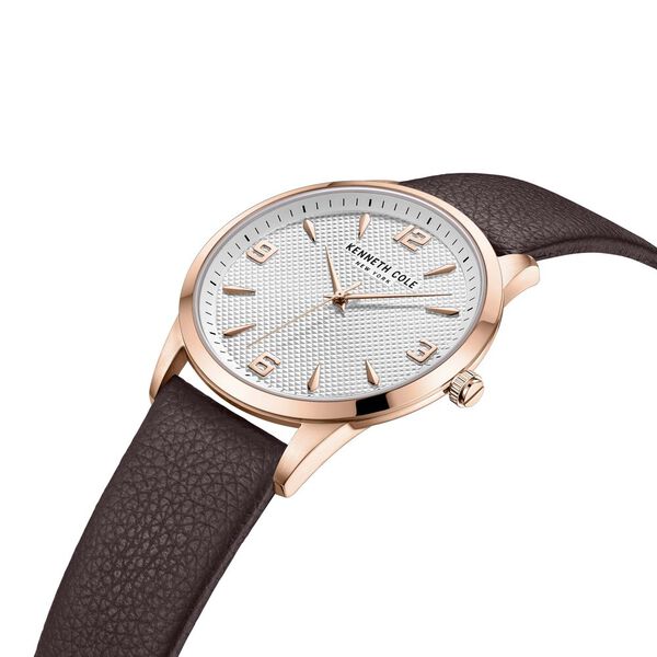 Kenneth Cole Quartz Analog Silver Dial Leather Strap Watch for Men - image number 3