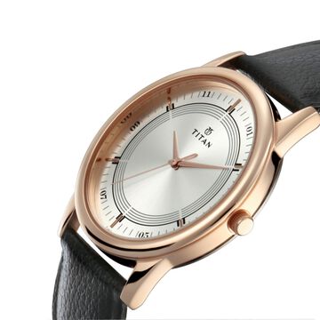 Titan Bandhan Silver Dial Analog Leather Strap watch for Couple