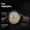 Titan Men's Timeless Style Watch: Refined Gold Dial and Leather Strap - image number 2