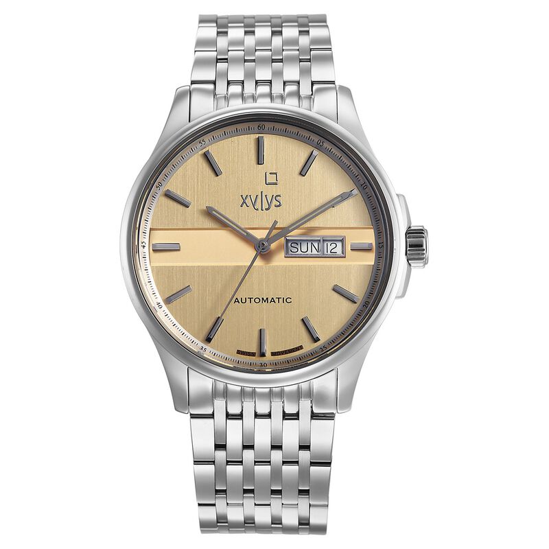 Xylys Automatic Orange Dial Silver Stainless Steel Strap Watch For Men