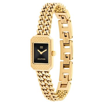 Tommy Hilfiger Quartz Analog Black Dial Golden Stainless Steel Strap Watch For Women