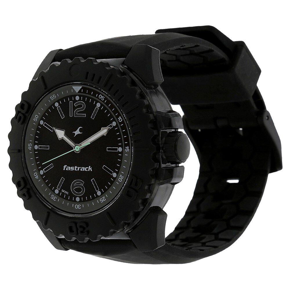 Buy Online Fastrack Quartz Analog Black Dial Silicone Strap Watch for Guys nk38020pp03 Titan