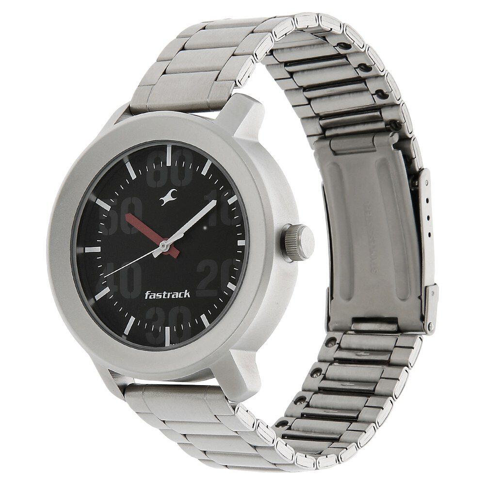 Buy Online Fastrack Quartz Analog Black Dial Stainless Steel Strap