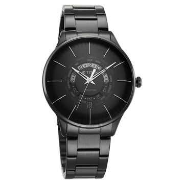 Titan Black Dial World Time with Date Stainless Steel Strap watch for Men