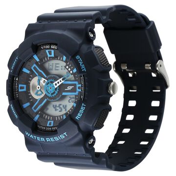 Sonata SF Dreamer Series Quartz Digital Analog Digital Blue Plastic Strap for Men