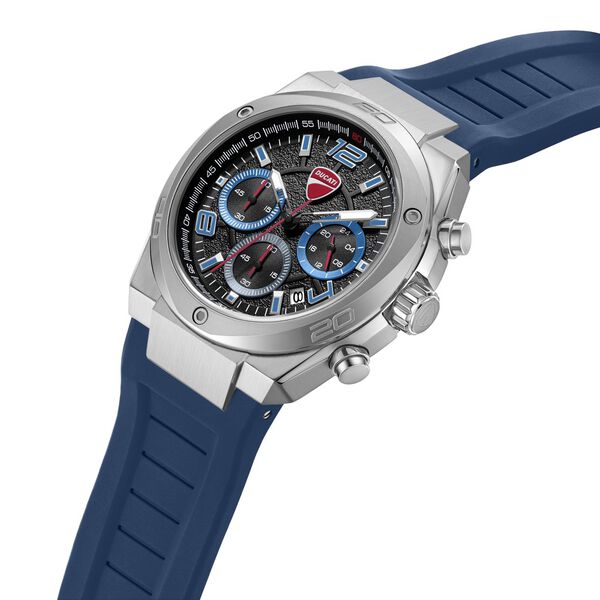 Ducati Quartz Chronograph Blue Dial Blue Silicone Strap Watch For Men - image number 1