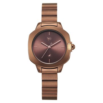 Fastrack Vyb Seeker Quartz Analog Brown Dial Metal Strap Watch For Girls