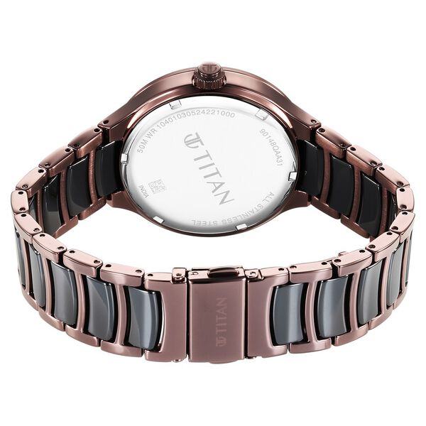 Titan Ceramic Fusion Multifunction Black Dial With Two Toned Color Stainless Steel Strap Watch For Men - image number 5
