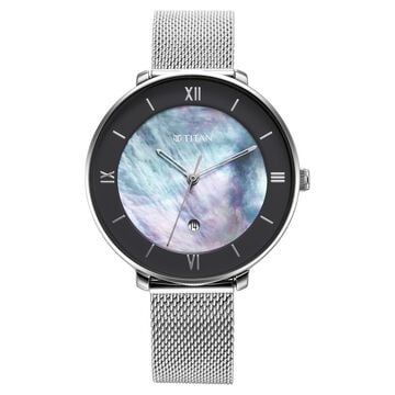 Titan Workwear Mother Of Pearl Dial Analog Stainless Steel Strap watch for Women