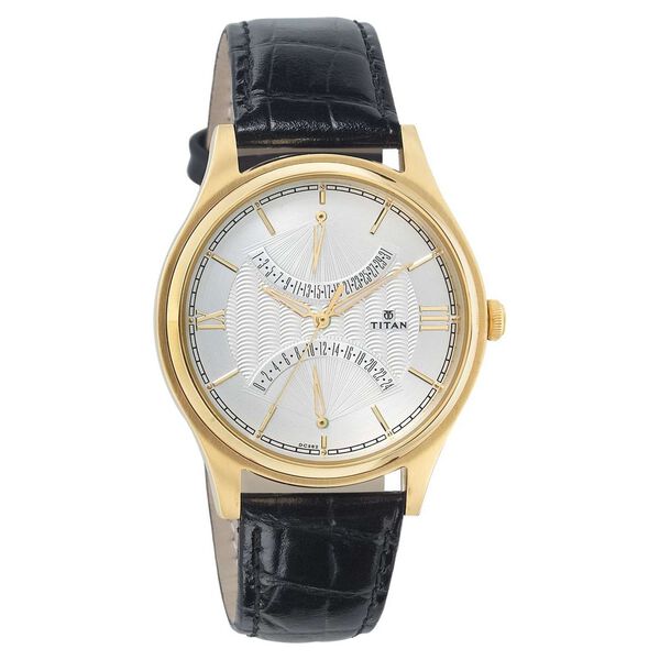 Titan Quartz Multifunction Silver Dial Leather Strap Watch for Men - image number 0