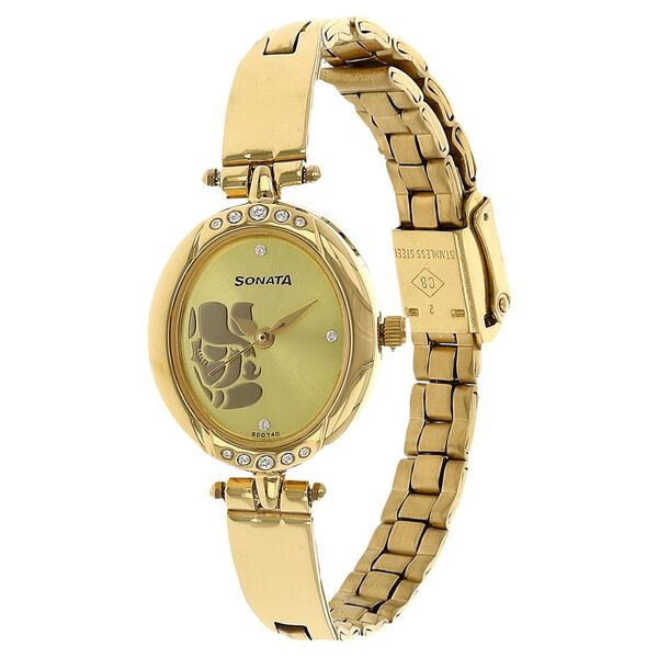 Sonata Quartz Analog Champagne Dial Stainless Steel Strap Watch for Women - image number 1
