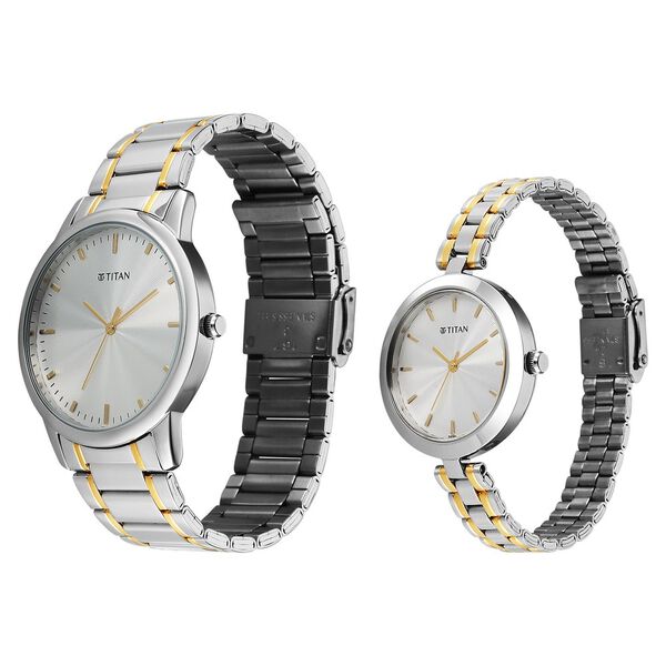 Titan Bandhan Eternal Pair Analog with Silver Dial Dual Tone Stainless Steel Strap Watch for Couples - image number 2