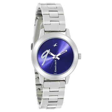 Fastrack Tropical Waters Quartz Analog Blue Dial Metal Strap Watch for Girls