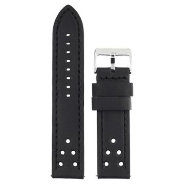 22 mm Black Genuine Leather Straps for Men