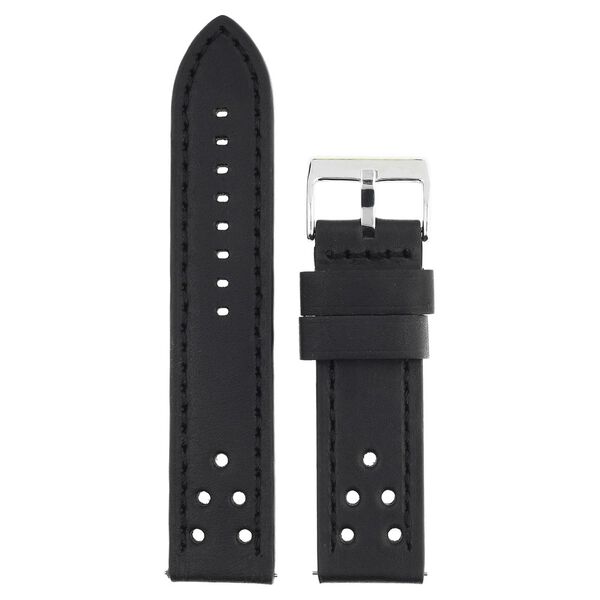 22 mm Black Genuine Leather Straps for Men - image number 0
