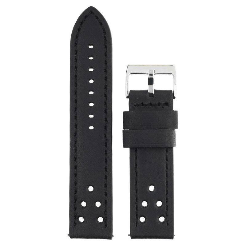 22 mm Black Genuine Leather Straps for Men
