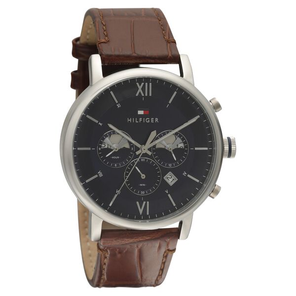 Tommy Hilfiger Quartz Chronograph Blue Dial Leather Strap Watch for Men - image number 0