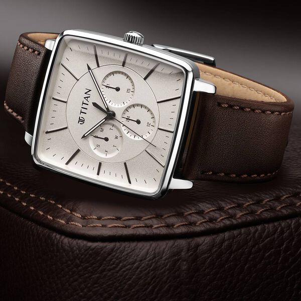 Titan Avant Garde Quartz Multifunction Silver Dial Leather Strap watch for Men - image number 4
