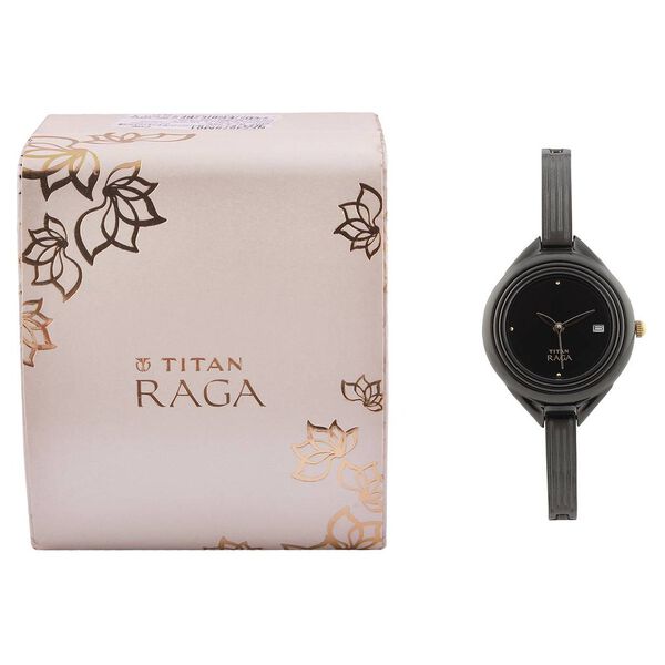 Titan Quartz Analog with Date Black Dial Metal Strap Watch for Women - image number 4