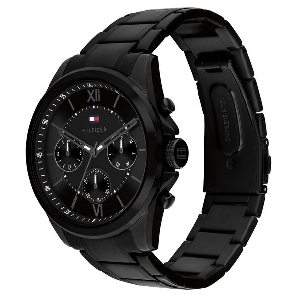 Tommy Hilfiger Quartz Multifunction Black Dial Black Stainless Steel Strap Watch For Men - image number 1
