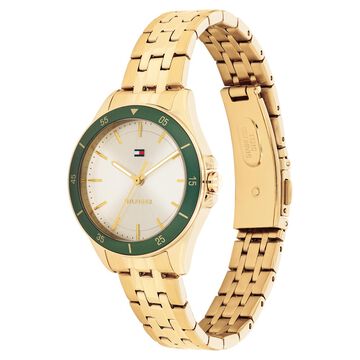Tommy Hilfiger Quartz Analog Champagne Dial Golden Stainless Steel Strap Watch For Women