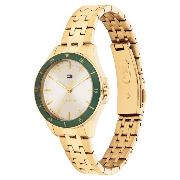 Tommy Hilfiger Quartz Analog Champagne Dial Golden Stainless Steel Strap Watch For Women - image number 1
