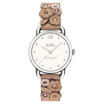 Coach Quartz Analog Off White Dial Leather Strap Watch for Women