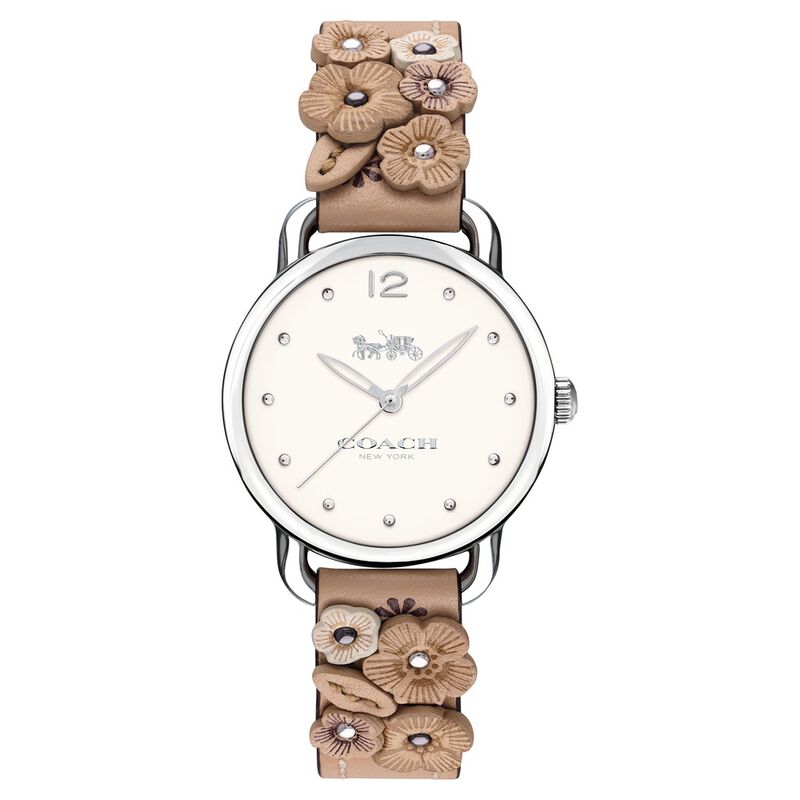 Coach Quartz Analog Off White Dial Leather Strap Watch for Women - image number 0