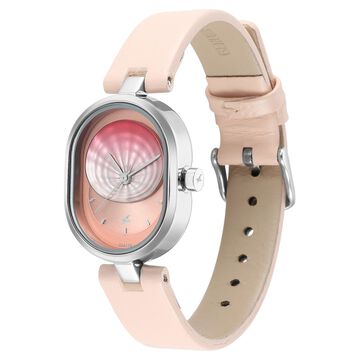 Fastrack Uptown Retreat Quartz Analog Pink Dial Leather Strap Watch for Girls