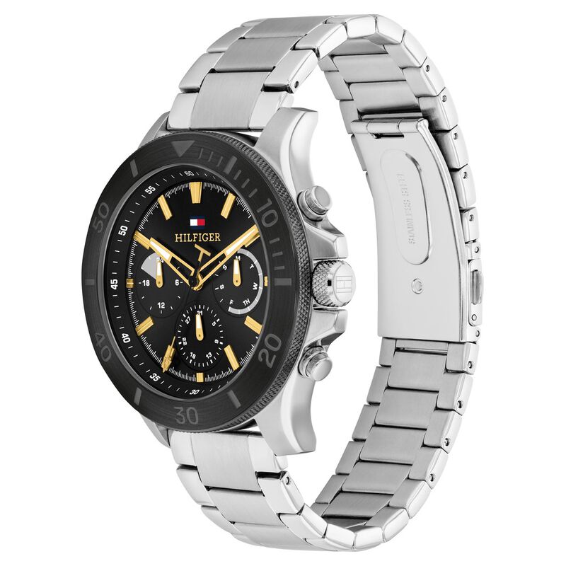Buy Online Tommy Hilfiger Quartz Multifunction Black Dial Silver
