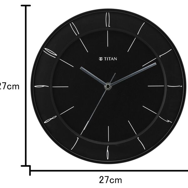 Titan Contemporary Black Wall Clock with Domed Glass - 27 cm x 27 cm (Small) - image number 5