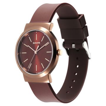 Sonata Essentials Brown Dial Polyurethane Strap Watch for Women