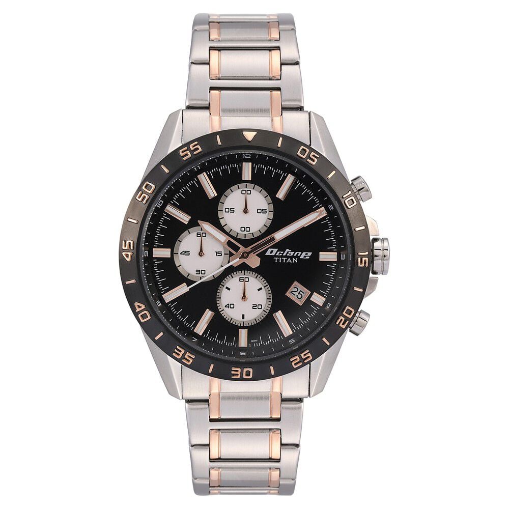 Buy Online Titan Quartz Chronograph Black Dial Stainless Steel Strap Watch for Men ns90106km02 Titan