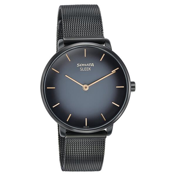 Sonata Sleek Quartz Analog Black Dial Black Stainless Steel Strap Watch for Women - image number 1