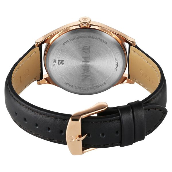 Titan Neo Economy Quartz Analog with Date Silver Dial Black Leather Strap Watch For Men - image number 4