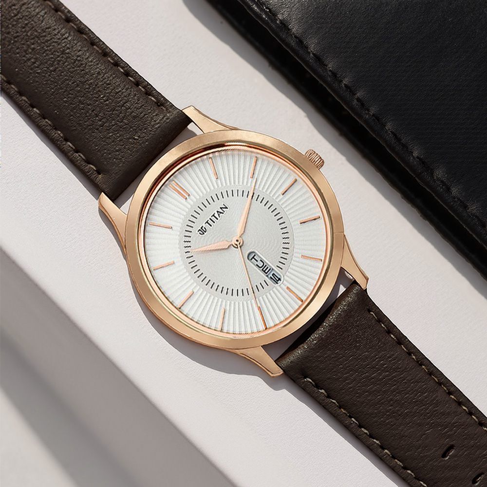 Titan Lagan White Dial Analog Day/Date Leather Strap Watch for Men-image-15