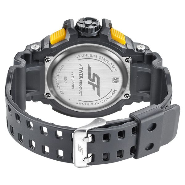 SF Quartz Analog Digital Black Dial PU Strap Watch for Men - image number 3